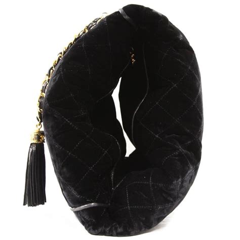 chanel matelassé black silk velvet muff|Handbags & Bags .